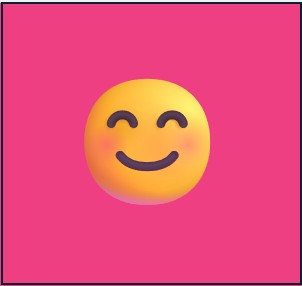 A blushing emoji on magenta background.