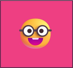 A nerdy emoji on magenta background.