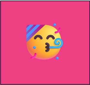 A party emoji on magenta background.